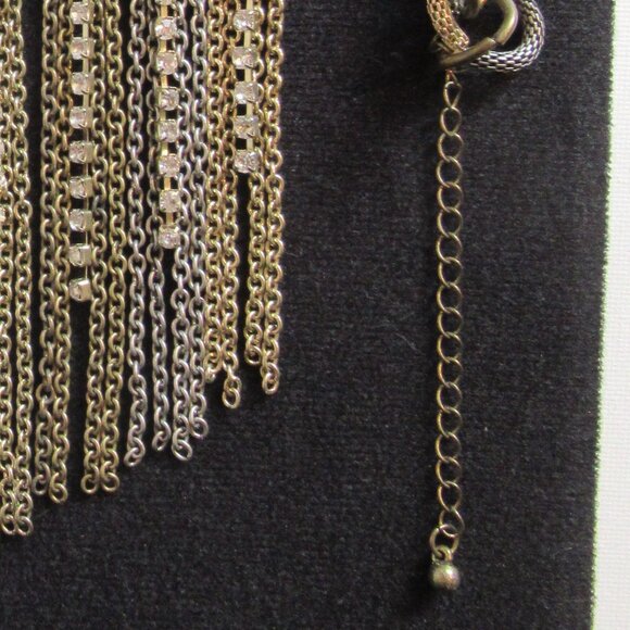 Steampunk, Chain & Crystal Choker, Gold, Silver, Bronze, Pewter, Rope, Link, Vtg - Picture 9 of 10